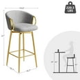thumbnail image 2 of Modern Bar Stools Set of 4 with 360° Swivel Seat, Velvet Counter Stools with Back and Footrest, Counter Height Barstools for Kitchen Island, Dining Room, Grey, Gold, 2 of 7