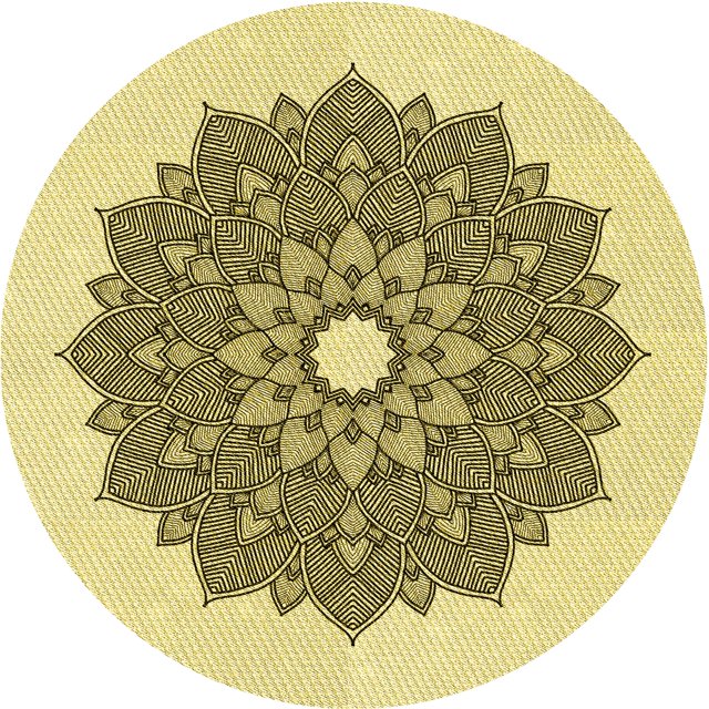 Ahgly Company Tapis d'Intérieur Rond Lavable en Machine Jaune Moutarde Transitionnel, 3 Pieds Rond