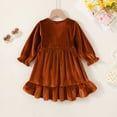 thumbnail image 5 of Younger Tree Kids Toddler Thanksgiving Dress Baby Girls Fall Dresses Ruffle Long Sleeve Bowknot Casual Winter Dress for 18-24 Months, 5 of 7