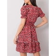 thumbnail image 2 of Women's Leopard Print Tie Front Short Sleeve Mini Dress 100% Polyester Lightweight Fabric for Everyday Wear Comfort, 2 of 11