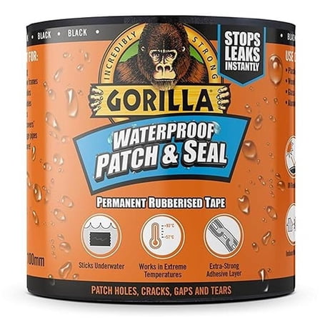 Gorilla Waterproof Patch & Seal Tape Black 100mm x 3m