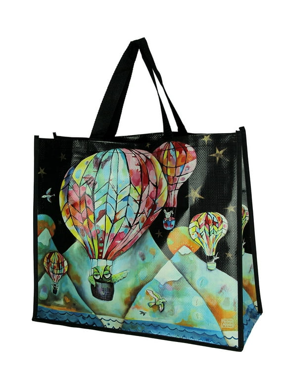 Allen Designs Hot Air Balloons Flying Up and Away Shopping Bag 17.75 Inches
