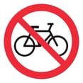 thumbnail image 1 of Señal prohibitiva: "No ingresar con bicicletas" en blanco, rojo y negro. Plástico estireno calibre 40 resistente a exteriores, medida: 20 x 20 cm. Señalamiento, Cartel, Letrero cuadrado, Señalización., 1 of 4