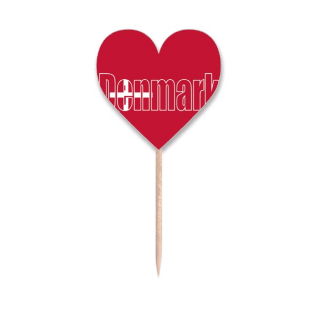 Denmark Country Flag Name Toothpick Flags Heart Lable Cupcake Picks