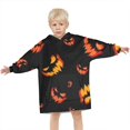 thumbnail image 3 of Black Halloween Pumpkin Faces Blanket Hoodies for Kids 6-13YR Oversize Wearable Blanket Hoodies for Boys Girls Teens, 3 of 7