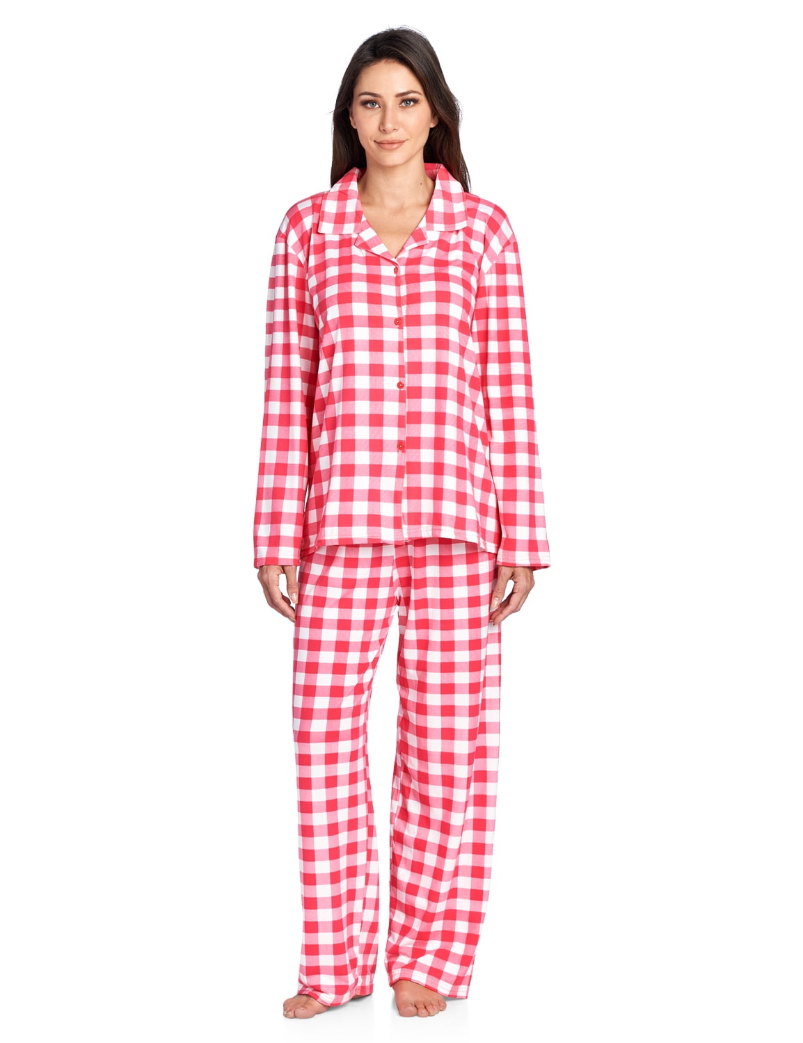 Casual Nights Women's Long Sleeve Rayon Button Down Pajama Set