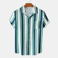 thumbnail image 2 of IROINNID Graphic Shirts for Men New Lapel Plaid Shirt Short Sleeve Turndown Collar Blouse & Shirt,Green, 2 of 9