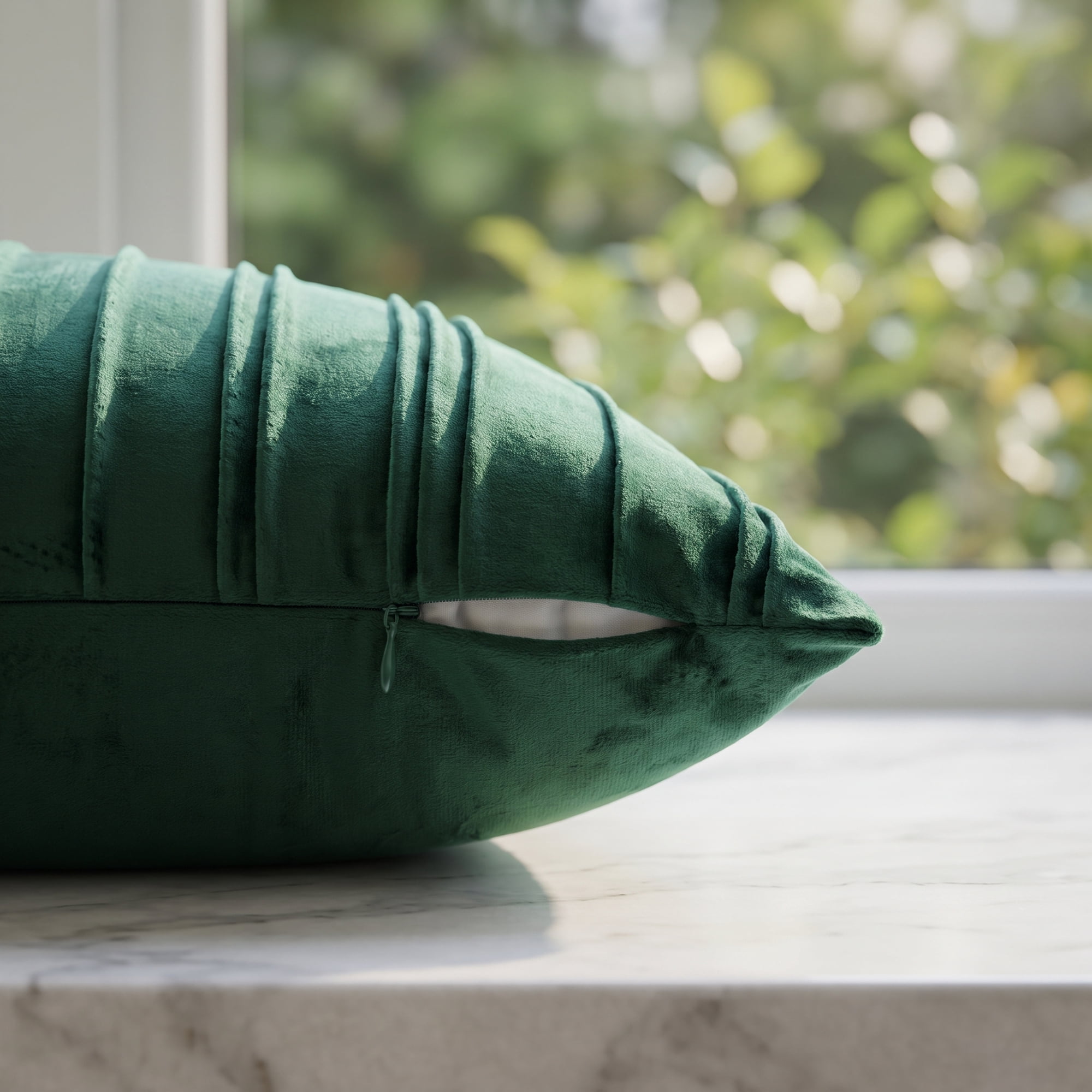 Unique Bargains 2Pcs Textured Throw Pillow Covers Couch Cushion Cases Dark Green 18" x 18"