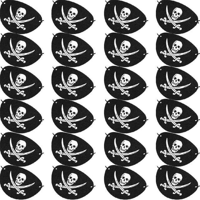 24 Uds. Parches de ojo de pirata negro, máscara de ojo de capitán caribeño con calavera de un ojo para fiesta de Halloween, regalos de Navidad y fiesta para niños JM