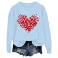 thumbnail image 3 of YOIAVAIOY Valentines Shirts for Women Fashion Long Sleeve Heart Graphic Sweatshirts Causal Lounge Tops Valentines Gift Light Blue M, 3 of 4