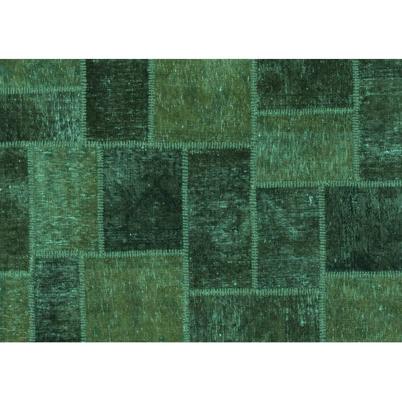Ahgly Company Machine Washable Indoor Rectangle Patchwork Turquoise Blue Transitional Area Rugs, 2' x 3'
