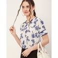 thumbnail image 5 of Moomaya Printed T-Shirt Tops For Women, Round Neck Georgette Formal Tops, 5 of 9