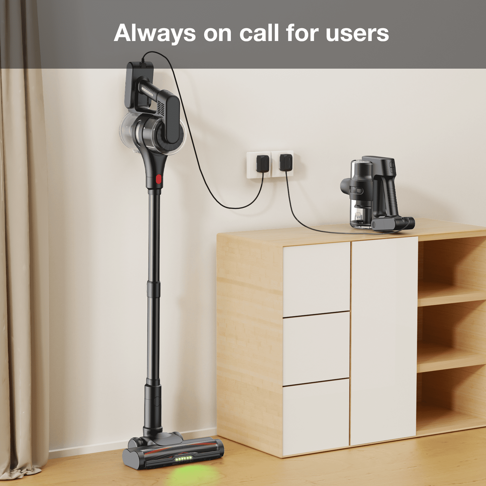 MOOSOO Cordless Vacuum Cleaner 45KPA 550W 60Mins Lightweight Stick Vacuum Cleaners for Home Pet Hair Carpet Hard Floor Black