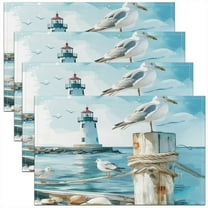 Erosebridal Watercolor Lighthouse Place Mats Set of 4 for in Door Dinning, Ocean Beach Table Mats for Dining Table Set of 4