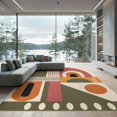 thumbnail image 2 of ODIKA 8'x10' Washable Area Rug Non-Shedding, Easy Care, Olive Pink Geometric Artistic Design Elegant Rectangular Motif with Stripes for King Size Bedroom Under Bed, Master Suite, 2 of 7