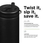 Klean Kanteen TKWide Insulated Water Bottle with Twist Cap - Stainless Steel Water Bottle - 20 Oz, Black