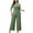 Green, variant on Timegard Summer Outfits for Women Plus Size Short Sleeve Warp Ruched Slim Tops Wide Leg Pants Lounge Sets