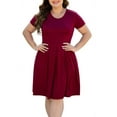 thumbnail image 4 of PCEAIIH Women's Plus Size Swing Dress with Pockets, Short Sleeve Casual Midi Dresses for Summer, 4 of 6