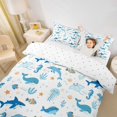 thumbnail image 3 of jejeloiu Cartoon Ocean Animals Bedding For Girls,Dolphin Shark Print Duvet Cover Full,Blue White,Reversible,3pcs,1 Duvet Cover and 2 Pillowcases, 3 of 6