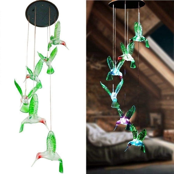 Solar-Powered Hummingbird - Color-Changing Light - Outdoor Garden Decor,Green Hummingbird