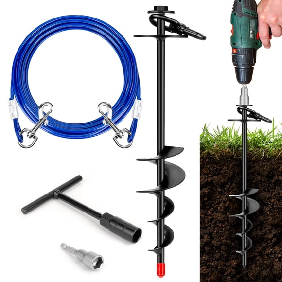 Estaca de amarre para perros HEPFLANZE, resistente, giratoria de 360°, 14 pulgadas