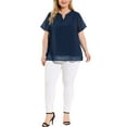 thumbnail image 2 of MODA NOVA Juniors' Plus Blouses Pin Dots Round Neck Basic Top, 2 of 6