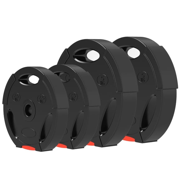 Soozier 1" Weight Plates Set - 11lb & 5.5lb Barbell Weights for Home Gym Strength Training, Black, Polypropylene Cover, Standard Bar Compatible