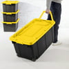Sterilite Plastic 40 Gallon Wheeled Industrial Tote Yellow Lily Set of 2