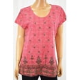 thumbnail image 1 of Style&amp;Co Women's Cotton Pink Printed T-Shirt Blouse Top X-Large XL, 1 of 3