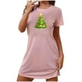 thumbnail image 4 of Aobny Winter Nightgowns for Women Santa Christmas Short Night Shirt Short Sleeve Crew Neck Pink Cozy Pajamas,M, 4 of 5