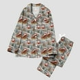 thumbnail image 5 of Mifsaly Womens Christmas Pajamas Sets Xmas Santa Print 2 Piece Pjs V-Neck Long Sleeve Sleepwear Button Down Loose Pullover Nightwear Breathable Cozy Wide Leg Pants 2025 Festival Lounge Homewear, 5 of 7