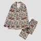 thumbnail image 2 of Puyaiuu Women 2 Piece Christmas Satin Pajama Set Cute Print Long Shirt Loose Shorts Matching Set Loungewear Gift, 2 of 7