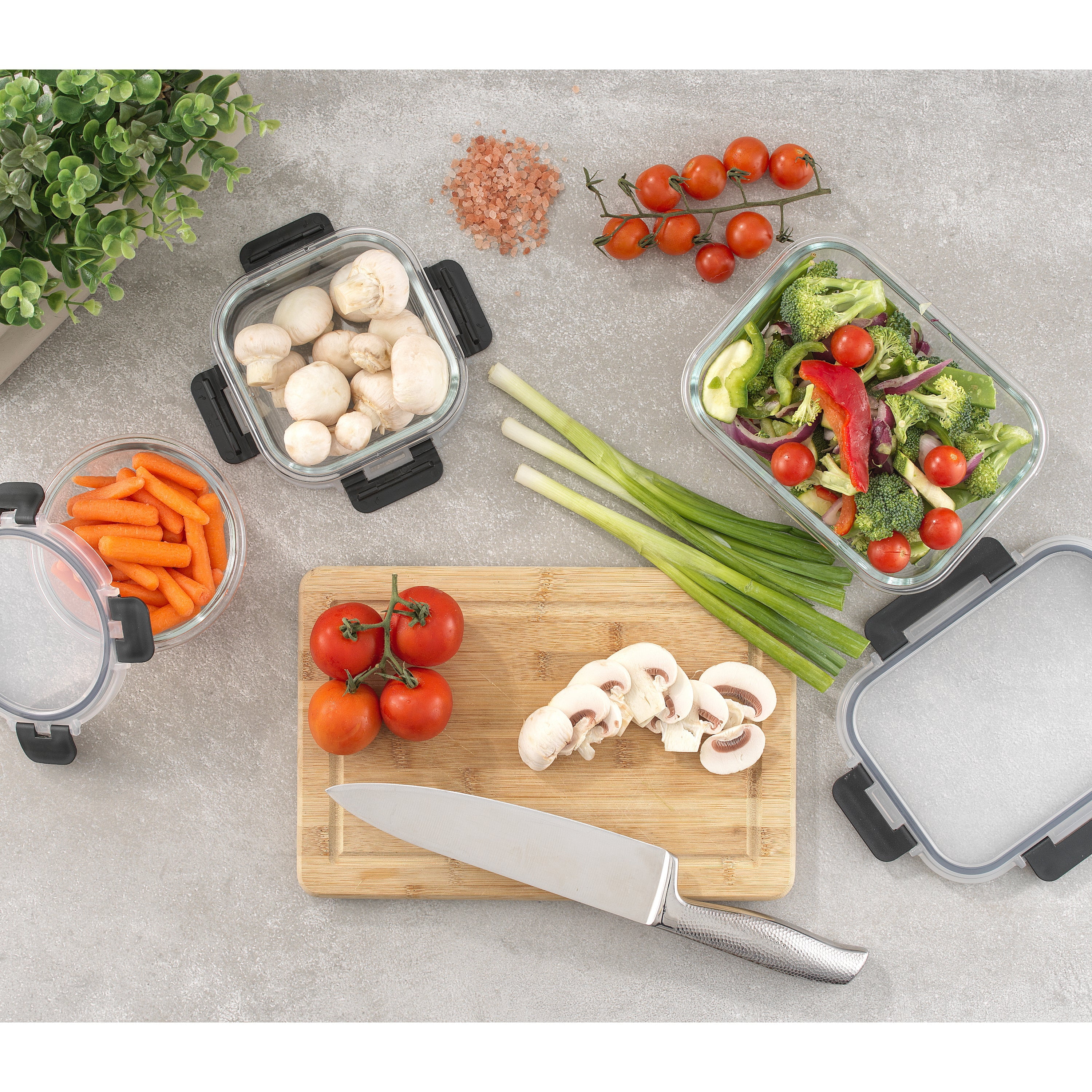 JoyJolt 24-Piece Fluted Food Storage Container Set with Lids - Black