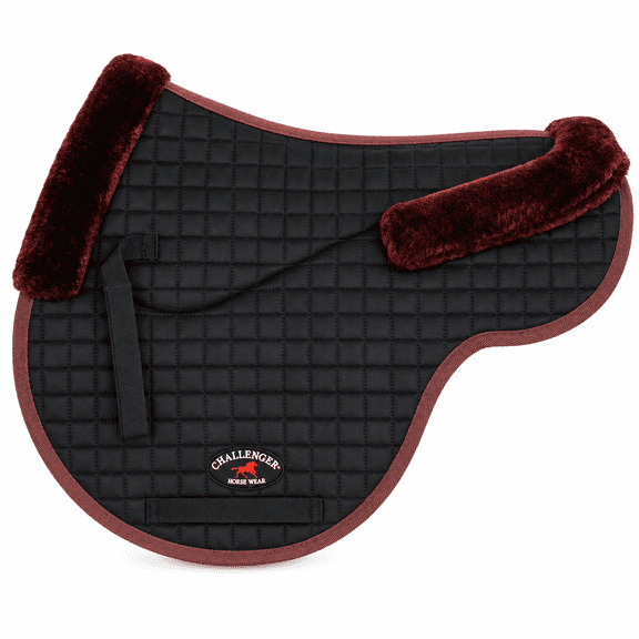Horse Quilted ENGLISH SADDLE PAD Trail Contour Fleece Lined Black Brown 72108
