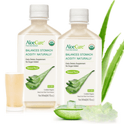 AloeCure USDA Organic Aloe Vera Juice Natural Flavor, Made Within 12 Hrs of Harvest - Pure Aloe Juice Natural Acid Buffer, Supports Digestion, Immune System and Balanced Stomach Acidity, 2x500ml Btl