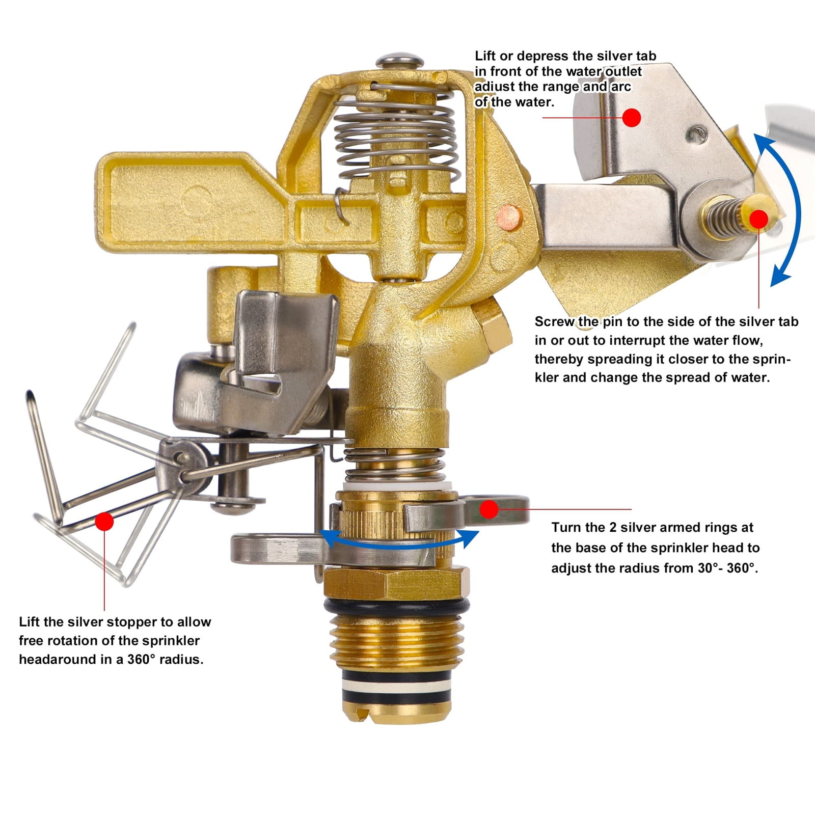 GlamourGarden 5600 sq Brass Impact Sprinklers, 2 Pack