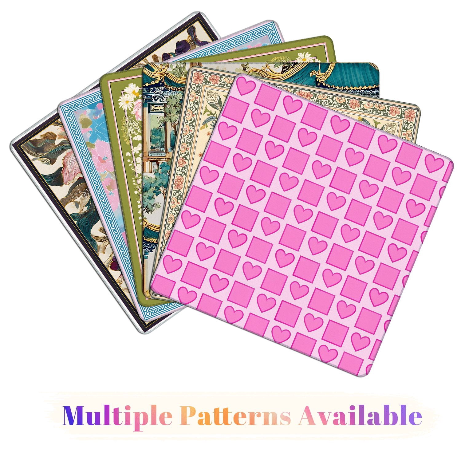 Mahjong Mat 31.5" x 31.5" Pink Heart Square Light Non-Slip Noise Reduction American Mahjong Tiles Table Cover for Dominoes Poker Card Board Games Gift