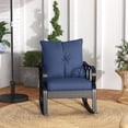 thumbnail image 6 of Outsunny Outdoor Wicker Rocking Chair with Padded Cushions and Armrests, Navy Blue, 6 of 9