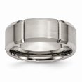 thumbnail image 1 of 8 mm Titanium Beveled Edge Grooved Brushed & Polished Band - Size 10.5, 1 of 1