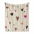 thumbnail image 1 of Valentines Day Soft Flannel Fleece Blanket, Hearts in Various Shapes and Sizes with Doodle Lines Love Themed Image, Cozy Plush for Indoor and Outdoor Use, 50" x 70", Black Coral Pink, by Ambesonne, 1 of 6