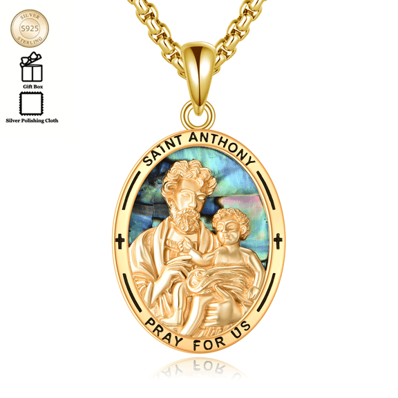 St Anthony Necklace 925 Sterling Silver Saint Anthony Pendant Necklace St Anthony Medal Jewelry Gifts for Men Women