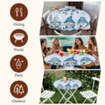 thumbnail image 7 of Christmas Gnomes Round Tablecloth, Fitted Table Cover with Elastic for 55"-60" Round Tables, Winter Xmas Balls Snowflake Light Blue Table Cloth Outdoor Indoor Dinning Party Waterproof Tablecloths, 7 of 7