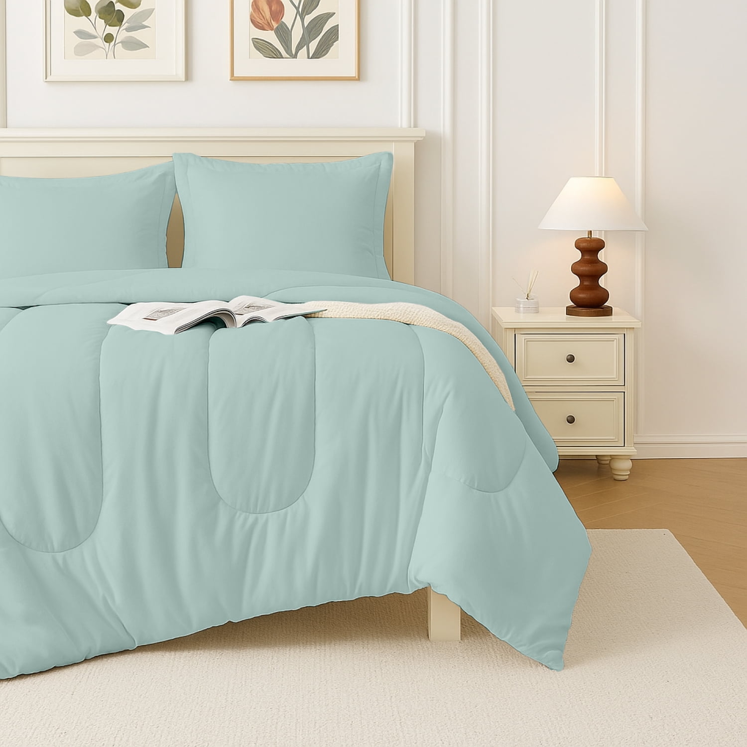 Beddora 3-Piece Ultra-Soft Comforter Set, All-Season, Wrinkle-Free, Lightweight Microfiber, Hypoallergenic – Queen Harbor Grey