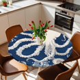 thumbnail image 2 of White Octopus Elastic Fitted Round Table Cover Coral Shell Waterproof Outdoor Tablecloth for Holiday Party, Picnic, Patio & Dining Fits Tables Up to 55"-60", 2 of 8