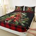 thumbnail image 3 of Manfei Chic Cardinal Bird Full Size Sheets 4pcs, Merry Christmas Bed Sheets, Xmas Red Checkered Sheet Sets, Super Cozy Room Decor, 3 of 5