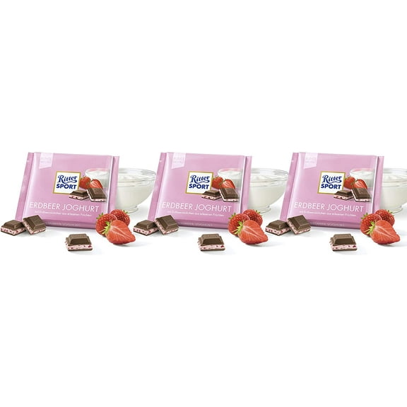 Milk Chocolate with Strawberry Yoghurt Cream 3 x 100 g, Ritter Sport / Germany
