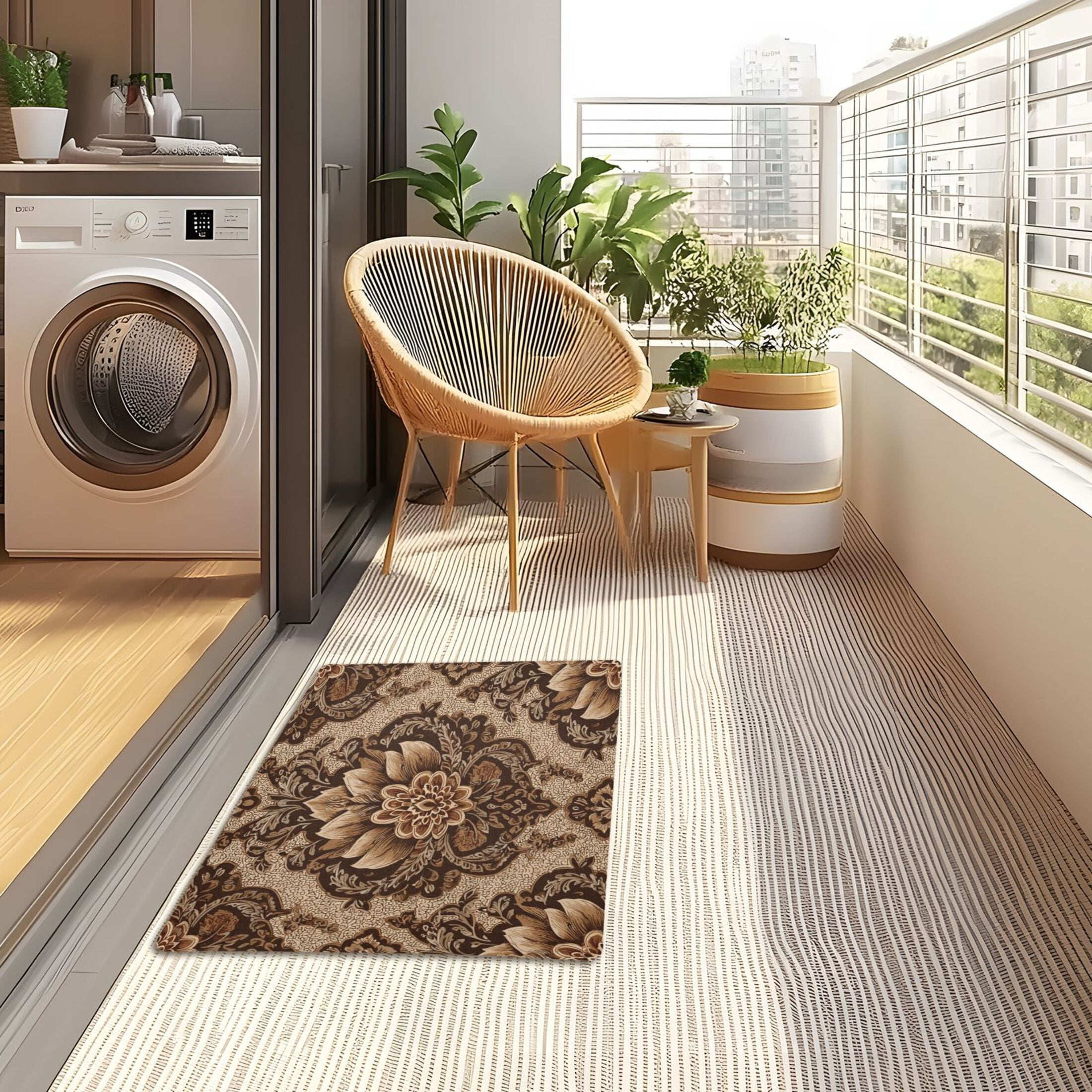 Iauyy Doormat Outdoor Indoor Non-Slip Washable Welcome Mat,Low-Profile 32x20in Door Mat for Pet Mat Front Back Door and Entryway,Brown Blended with Light Colors