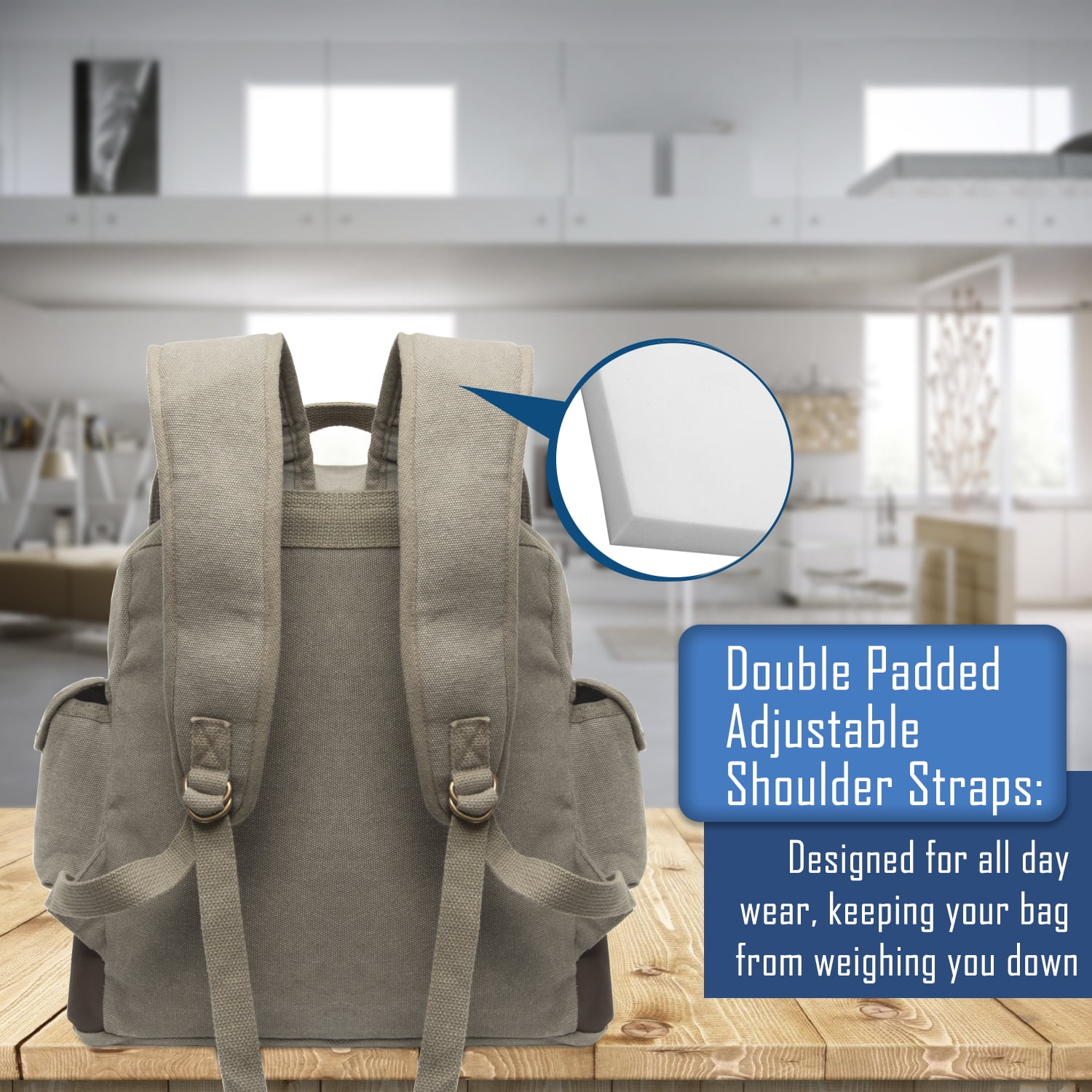 Ruger Firearms Canvas Rucksack Backpack with Leather Straps Khaki & Bk Ruger Firearms Canvas Rucksack Backpack with Leather Straps Khaki & Bk