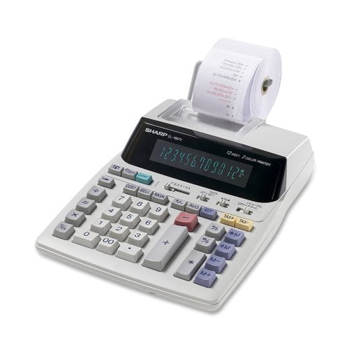 Sharp El 1801v Portable 12 Digit 2 Color Compact Printing Calculator 8903