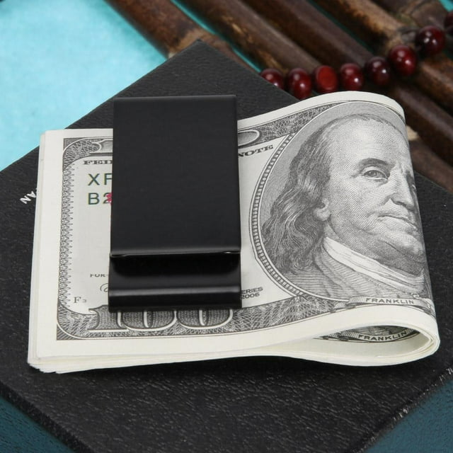 Clip de dinero Wdftyju Titular de tarjetas de identificación negro portátil con clip de dinero cuádruple de acero inoxidable Libre de BPA